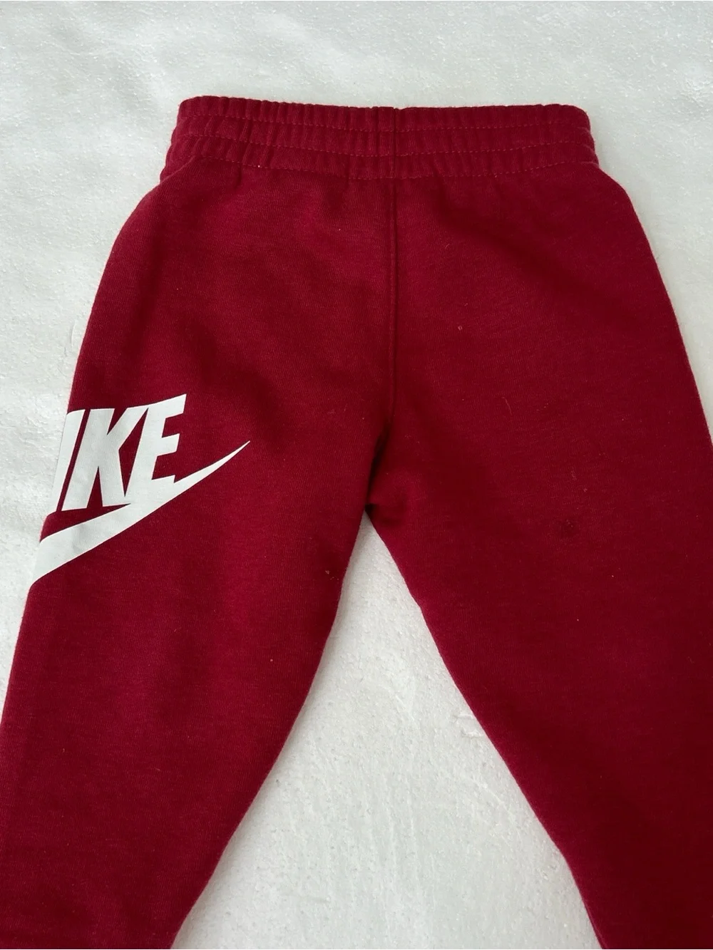 Burgundy Nike kids tracksuit white logo fleece sweatshirt hoodie sweatpants set